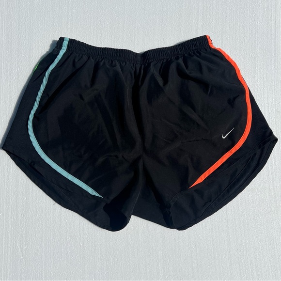 Nike Women's Black Shorts with Orange and Blue Accents - Picture 1 of 3